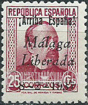 FindYourStampsValue: Revolutionary Overprints, Nationalist (Revolutionary) Forces, Malaga: Manuel Ruiz-Zorrilla