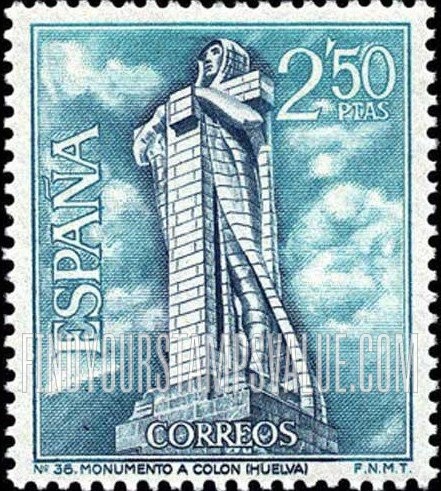 FindYourStampsValue: Tourism: Columbus monument, Huelva