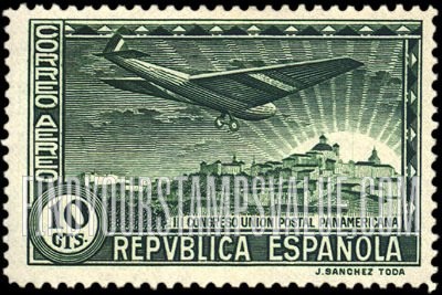 FindYourStampsValue: Air Post: Plane and Royal Palace, Madrid