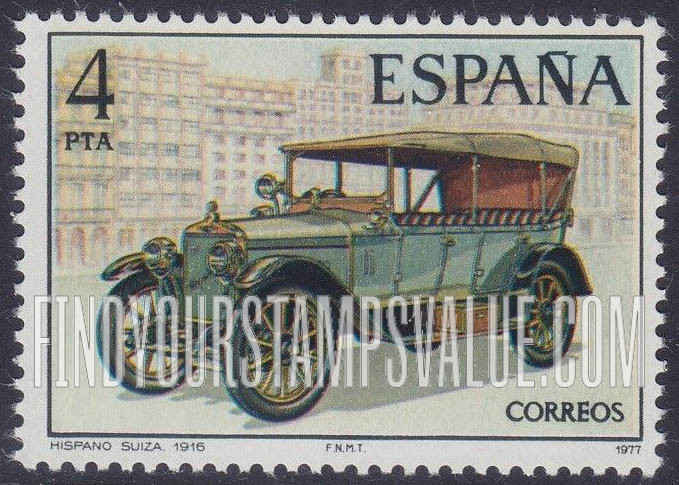 FindYourStampsValue: Spanish Pioneer Automobiles: Hispano Suiza, 1916