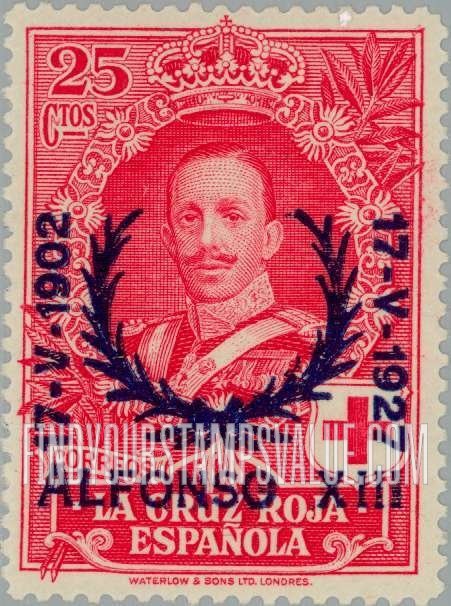FindYourStampsValue: Semi-Postal: Coronation Silver Jubilee, King Alfonso XIII
