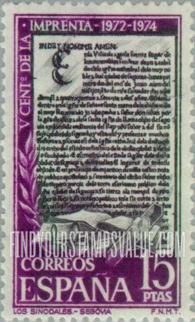 FindYourStampsValue: 500 years of Spanish Printing: Title page from “Los Sinodales,” Segovia, 1472