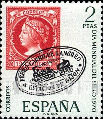FindYourStampsValue: Spain No. 51 with “Ferro Carril de Langreo” postmark