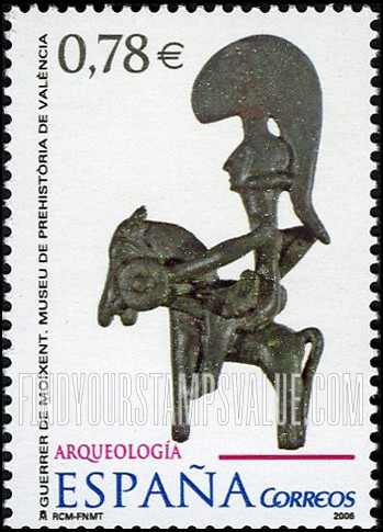 FindYourStampsValue: Archaeology: Moixent Warrior, bronze sculpture
