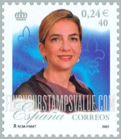 FindYourStampsValue: King Juan Carlos, 25th Anniversary of Reign: Princess Cristina (black dress)