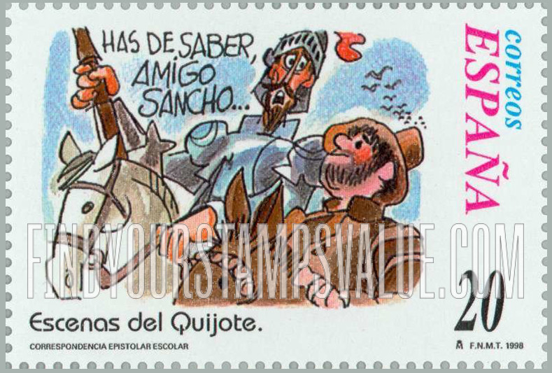 FindYourStampsValue: Letter Writing, Scenes from “Don Quixote”: “Has de saber, amigo Sancho”