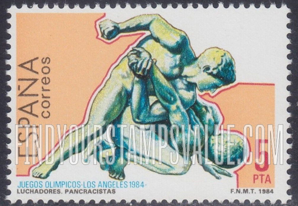 FindYourStampsValue: 1984 Summer Olympics, Greek or Roman sculptures: Wrestling