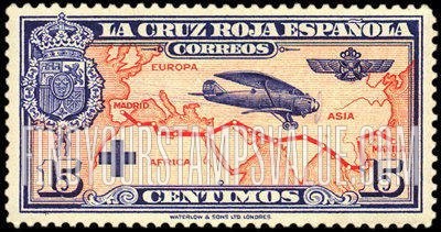 FindYourStampsValue: Semi-Postal: Red Cross, Airplane and Map of Madrid-Manila Flight