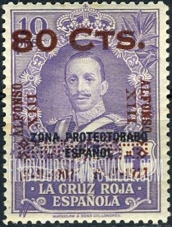 FindYourStampsValue: Semi-Postal: Coronation Silver Jubilee, On Spanish Morocco, King Alfonso XIII
