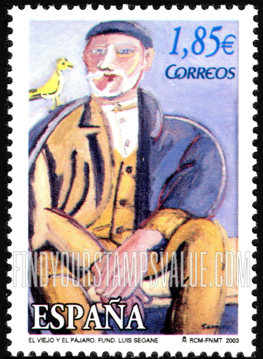 FindYourStampsValue: El Viejo y el Pájaro, by Luis Seoane (1910-79)