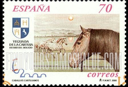 FindYourStampsValue: Carthusian Horses Type of 1998: Horse’s head, two horses galloping