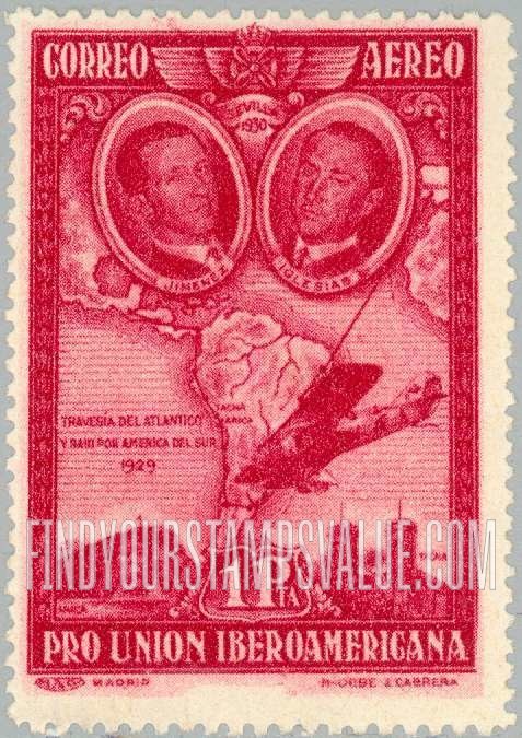 FindYourStampsValue: Air Post: Spanish-American Exhibition, Ignacio Jiménez and Francisco Iglesias