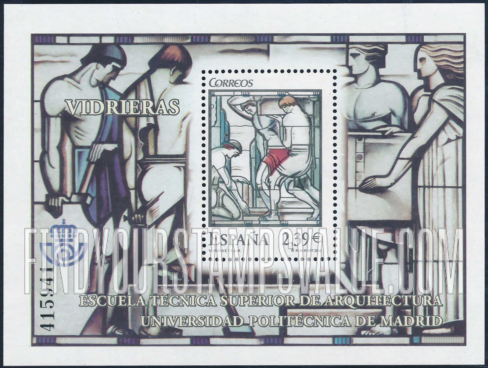 FindYourStampsValue: Stained Glass Window, School of Architecture, Polytechnic University of Madrid