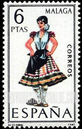 FindYourStampsValue: Regional Costumes Issue: Woman from Malaga