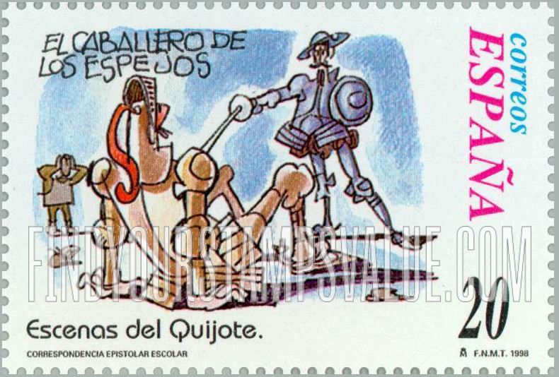 FindYourStampsValue: Letter Writing, Scenes from “Don Quixote”: “El caballero de los espejos”
