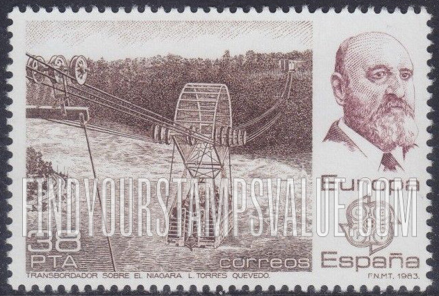 FindYourStampsValue: Europa 1983: L. Torres Quevaedo’s Niagara Spanish aerocar