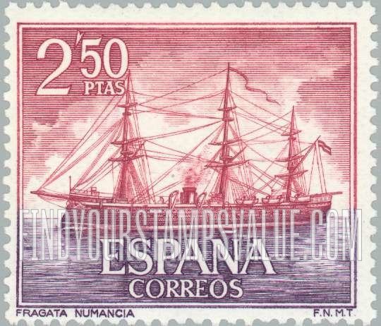 FindYourStampsValue: Frigate, Numancia, Spain’s 1st armored ship
