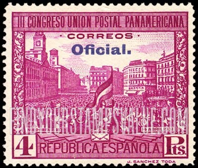 FindYourStampsValue: Official: Pan-American Postal Union Congress, Puerta del Sol, Madrid, on April 14, 1931 as Republic Was Proclaimed