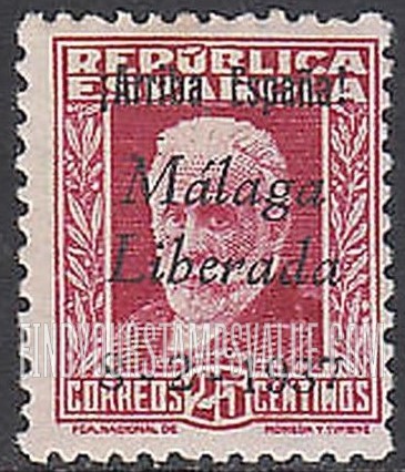 FindYourStampsValue: Revolutionary Overprints, Nationalist (Revolutionary) Forces, Malaga: Pablo Iglesias