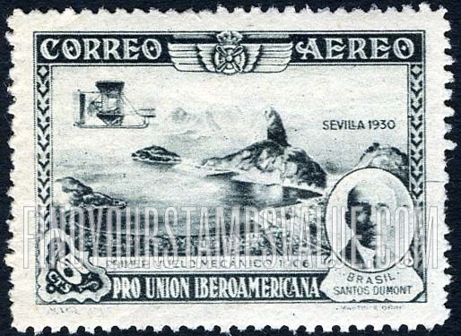 FindYourStampsValue: Air Post: Spanish-American Exhibition, Santos-Dumont and First Flight of His Airplane
