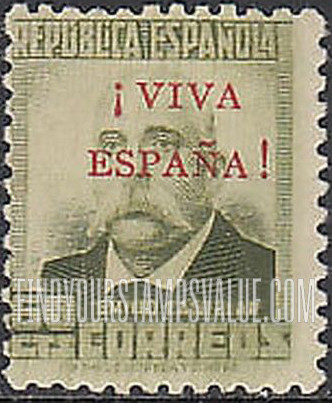 FindYourStampsValue: Revolutionary Overprints, Nationalist (Revolutionary) Forces, Orense: Emilio Castelar
