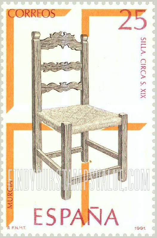 FindYourStampsValue: Antique Furniture: Ladder-back cane chair, c. 19th century