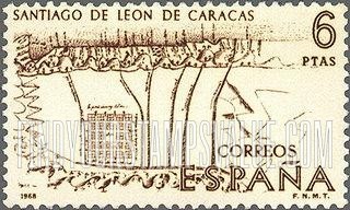 FindYourStampsValue: Builders of the New World: Map of Caracas, drawn by Diego de Henares, 1578