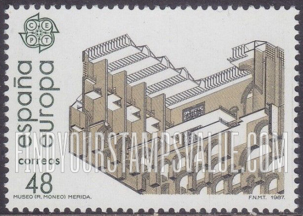 FindYourStampsValue: Europa 1987, Modern architecture: National Museum of Roman Art, Merida, designed by Rafael Moneo