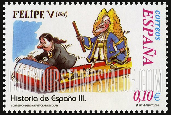 FindYourStampsValue: Letter Writing Type of 1998: Accession to throne of King Philip V, 1701
