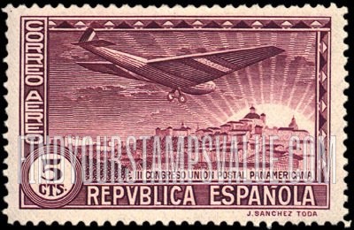 FindYourStampsValue: Air Post: Plane and Royal Palace, Madrid