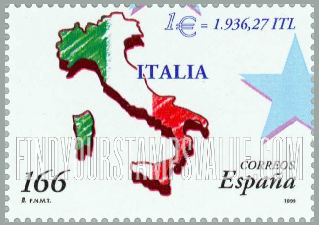 FindYourStampsValue: Introduction of the Euro: Map Italy
