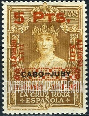 FindYourStampsValue: Semi-Postal: Coronation Silver Jubilee, On Cape Juby, Queen Victoria Eugénia