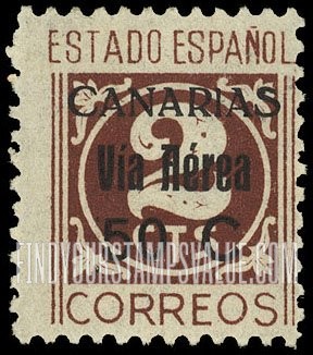 FindYourStampsValue: Revolutionary Overprints, Nationalist (Revolutionary) Forces, Canary Islands Air Post, Use via the Lufthansa Service: “Estado Espanol”
