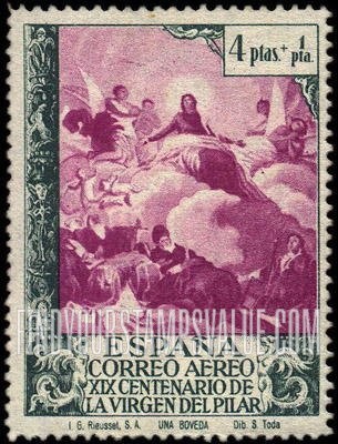 FindYourStampsValue: Air Post Semi-Postal: Dome Fresco by Goya, Cathedral of Zaragoza