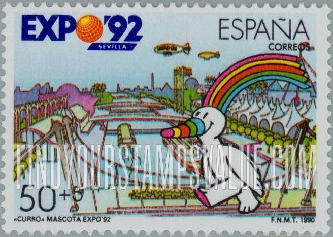 FindYourStampsValue: Semi-Postal: EXPO β92, Seville, Curro, the character trademark, and symbols of development in Spain