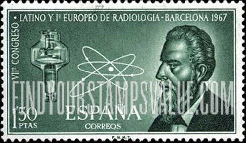 FindYourStampsValue: W. K. Röntgen, X-ray Tube and Atom
