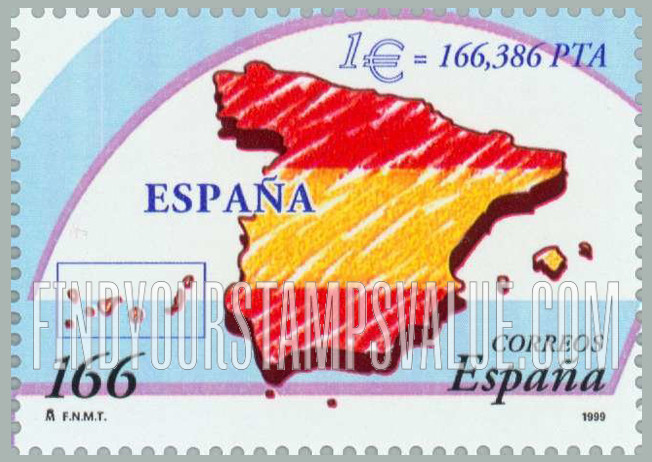 FindYourStampsValue: Introduction of the Euro: Map Spain