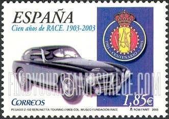 FindYourStampsValue: Royal Automobile Club of Spain, Centenary: 1953 Pegaso Z-102 Berlinetta