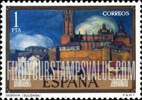 FindYourStampsValue: Zuloaga Paintings: View of Segovia
