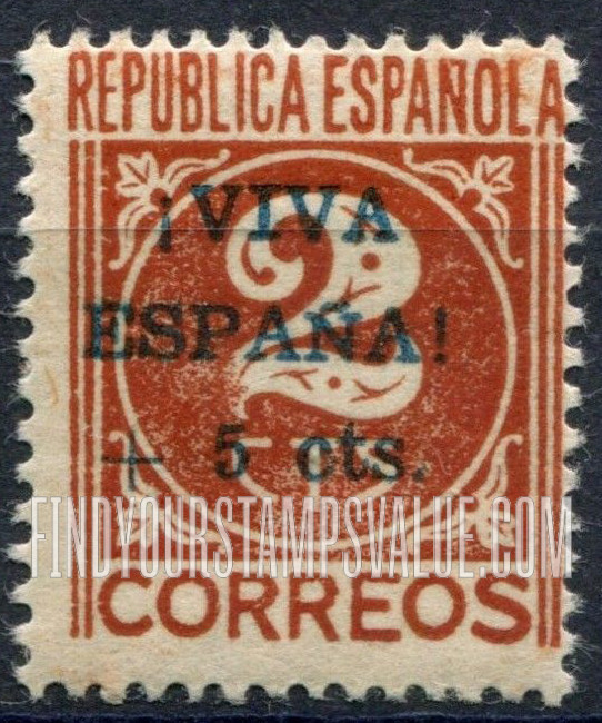 FindYourStampsValue: Revolutionary Overprints, Nationalist (Revolutionary) Forces, Semi-Postal: “Republica Espanola”