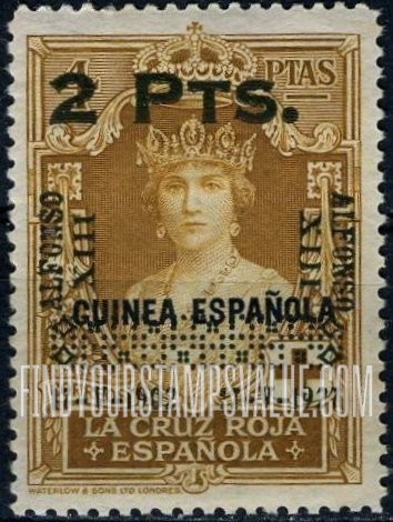 FindYourStampsValue: Semi-Postal: Coronation Silver Jubilee, On Spanish Guinea, Queen Victoria Eugénia
