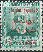 FindYourStampsValue: Revolutionary Overprints, Nationalist (Revolutionary) Forces, Malaga: Nicolás Salmerón