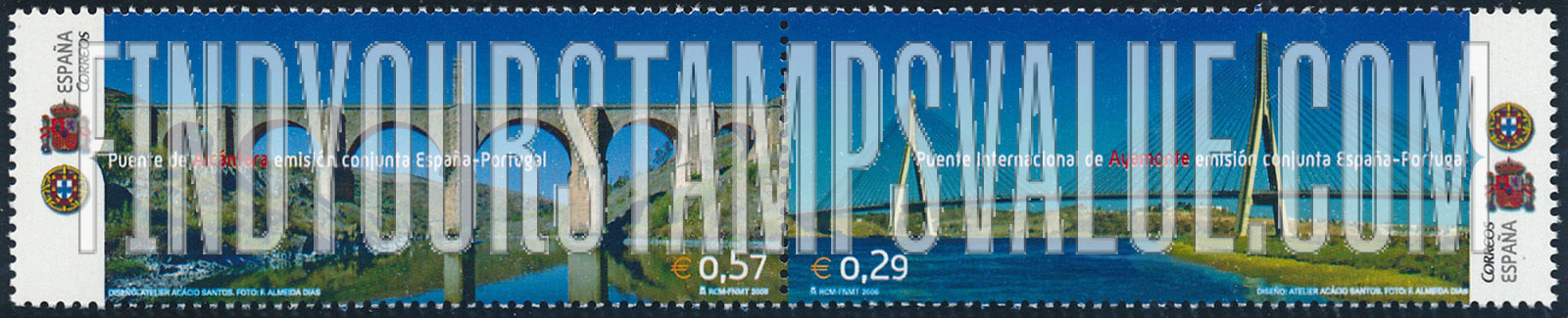 FindYourStampsValue: Bridges Between Spain and Portugal: Illustration reduced