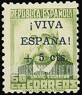 FindYourStampsValue: Revolutionary Overprints, Nationalist (Revolutionary) Forces, Semi-Postal: Emilio Castelar