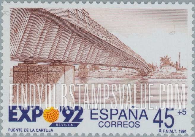 FindYourStampsValue: Semi-Postal: Expo β92, Seville, La Cartuja Bridge