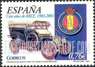 FindYourStampsValue: Royal Automobile Club of Spain, Centenary: 1907 Hispano-Suiza 20/30 HP