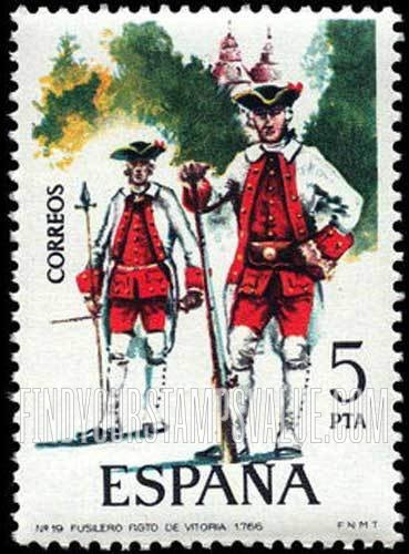 FindYourStampsValue: Fusiliers, Vitoria Regiment, 1766