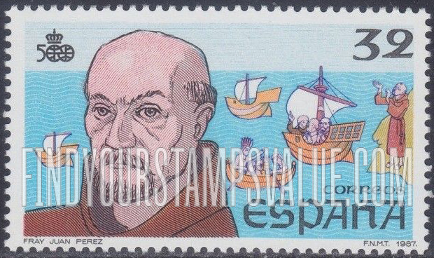 FindYourStampsValue: Discovery of America, 500th Anniversary (in 1992): Ships and Friar Juan Perez, Queen’s confessor