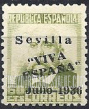 FindYourStampsValue: Revolutionary Overprints, Nationalist (Revolutionary) Forces, Seville: Emilio Castelar