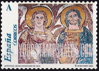 FindYourStampsValue: Roman Art of Jaca: Painting of two apostles